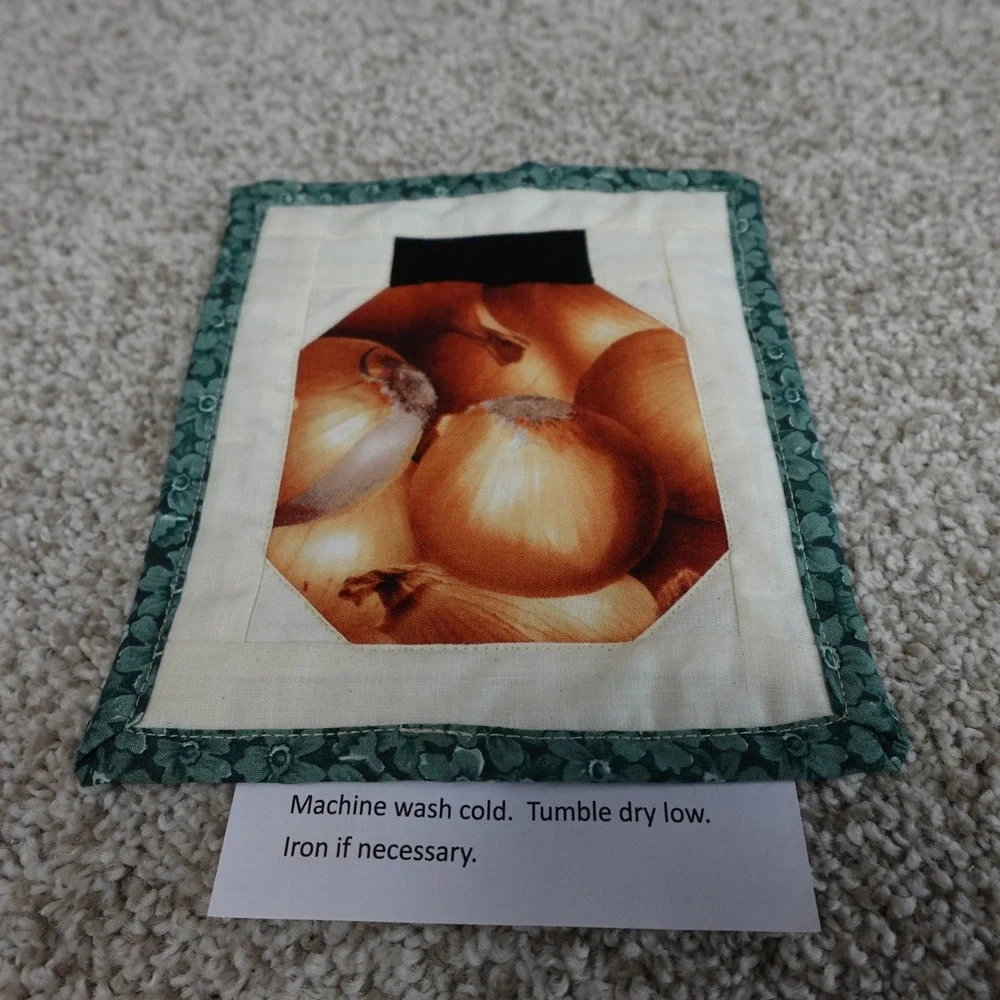 Handmade Quilted Mug Rug Set Onion & Garlic Canning Jars Green Floral 6.5x7.5